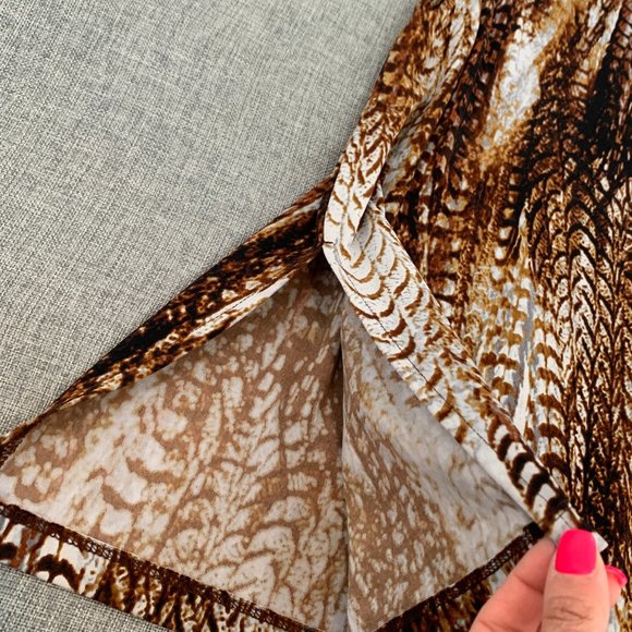 Worthington Stretch Brown Blouse Slit on Both Sides Belt Loops Large Cap Sleeve‎ - Picture 3 of 13